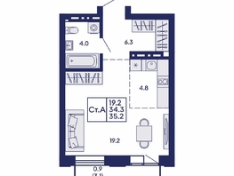 Продается Студия ЖК Сила леса, корп 1, 35.2  м&sup2;, 6050000 рублей