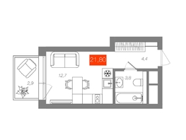 Продается Студия  Квартал ЩА, сек 2.1, 21.8  м&sup2;, 5590000 рублей