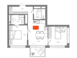 Продается 2-комнатная квартира  Квартал ЩА, сек 2.1, 50.7  м&sup2;, 10590000 рублей