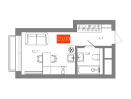 Продается Студия  Квартал ЩА, сек 2.1, 20.9  м&sup2;, 5490000 рублей