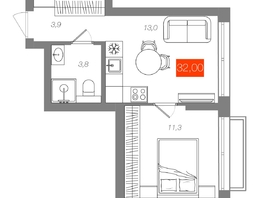 Продается 1-комнатная квартира  Квартал ЩА, сек 2.1, 32  м&sup2;, 7190000 рублей