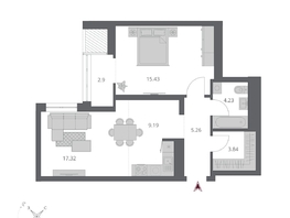 Продается 2-комнатная квартира ЖК Беринг, дом 3, 58.17  м&sup2;, 10270000 рублей