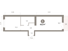 Продается 1-комнатная квартира  Квартал Молодость, дом 1, 45  м&sup2;, 7590000 рублей