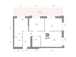 Продается 3-комнатная квартира ЖК Город на озере, 90.26  м&sup2;, 15720000 рублей