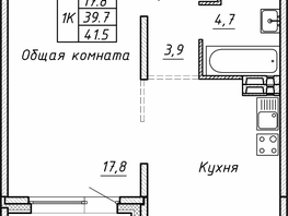 Продается 1-комнатная квартира ЖК Гренландия, Лес дом 5, 41.5  м&sup2;, 6000000 рублей