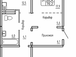 Продается 2-комнатная квартира ЖК Самоцветы, Бирюза дом 1, 70.2  м&sup2;, 6650000 рублей