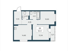 Продается 2-комнатная квартира ЖК Расцветай на Зорге, дом 4, 58.31  м&sup2;, 6500000 рублей