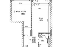 Продается 1-комнатная квартира ЖК Комсомольский проспект, дом 2, 31.6  м&sup2;, 7680000 рублей