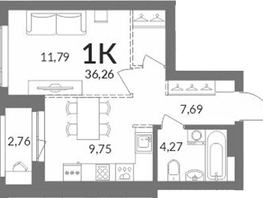 Продается 1-комнатная квартира ЖК Горская Лагуна, 33.5  м&sup2;, 8980000 рублей