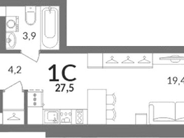 Продается Студия ЖК Горская Лагуна, 27.5  м&sup2;, 7850000 рублей