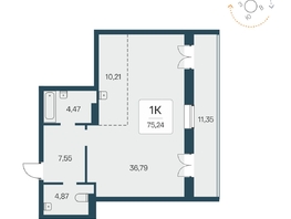 Продается 1-комнатная квартира ЖК Расцветай на ядринцевской, 75.24  м&sup2;, 19500000 рублей