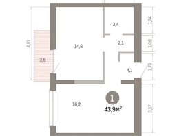 Продается 1-комнатная квартира ЖК Европейский берег, дом 46, 43.86  м&sup2;, 8790000 рублей
