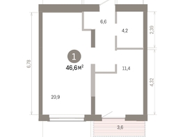 Продается 1-комнатная квартира ЖК Европейский берег, дом 46, 46.56  м&sup2;, 8940000 рублей