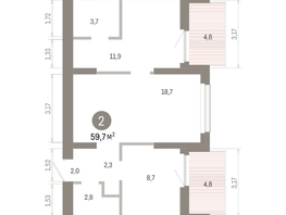 Продается 2-комнатная квартира ЖК Лебедевский квартал, д 1, 59.7  м&sup2;, 9140000 рублей