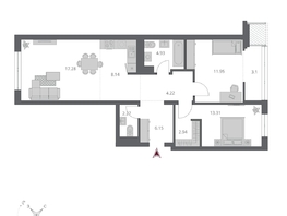 Продается 3-комнатная квартира ЖК Беринг, дом 3, 74.74  м&sup2;, 12770000 рублей