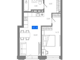 Продается 1-комнатная квартира ЖК 1956 на улице Станиславского, 47.4  м&sup2;, 8590000 рублей