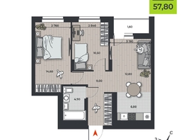 Продается 3-комнатная квартира ЖК ДНК, 57.8  м&sup2;, 8040000 рублей