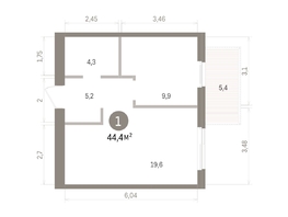 Продается 1-комнатная квартира ЖК Пшеница, дом 5.2, 44.36  м&sup2;, 6620000 рублей