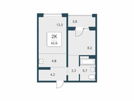 Продается 2-комнатная квартира ЖК Цветной бульвар, дом 4 сек 1, 42.6  м&sup2;, 6150000 рублей