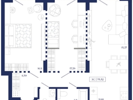 Продается 2-комнатная квартира ЖК Юнити Центр, 75.52  м&sup2;, 15600000 рублей