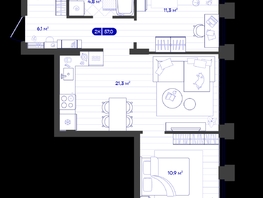 Продается 2-комнатная квартира ЖК Баланс, 4 очередь, 57.03  м&sup2;, 10000000 рублей
