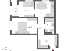 Продается 2-комнатная квартира ЖК ОСКАР, дом 3, 54  м&sup2;, 10600000 рублей
