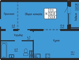 Продается 1-комнатная квартира ЖК Самоцветы, Бирюза дом 3, 53.6  м&sup2;, 5050000 рублей