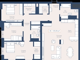 Продается 3-комнатная квартира ЖК Виларт, дом 2, 125.96  м&sup2;, 23570000 рублей