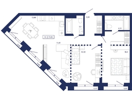 Продается 2-комнатная квартира ЖК Юнити Центр, 77.84  м&sup2;, 19600000 рублей