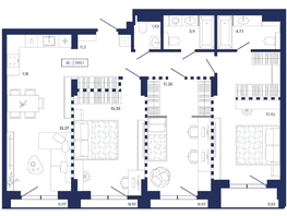 Продается 3-комнатная квартира ЖК Юнити Центр, 100.1  м&sup2;, 21100000 рублей