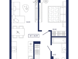 Продается 1-комнатная квартира ЖК Юнити Центр, 46.55  м&sup2;, 12100000 рублей