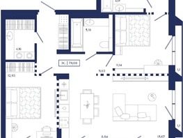 Продается 2-комнатная квартира ЖК Юнити Центр, 79.08  м&sup2;, 19800000 рублей