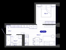 Продается 1-комнатная квартира ЖК Баланс, 4 очередь, 35.61  м&sup2;, 7700000 рублей