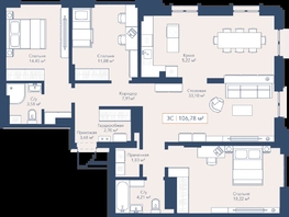 Продается 3-комнатная квартира ЖК Виларт, дом 2, 106.78  м&sup2;, 22810000 рублей