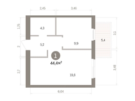 Продается 1-комнатная квартира ЖК Пшеница, дом 5.2, 44.36  м&sup2;, 6460000 рублей