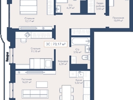 Продается 2-комнатная квартира ЖК Виларт, дом 2, 73.17  м&sup2;, 15400000 рублей