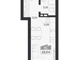 Продается Студия ЖК Квартал 54, дом 1, 22.02  м&sup2;, 4887000 рублей