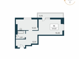 Продается 1-комнатная квартира ЖК Расцветай на Зорге, дом 1 , 54.1  м&sup2;, 4680000 рублей