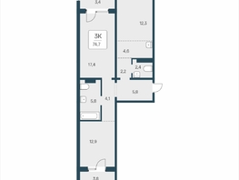 Продается 3-комнатная квартира ЖК Цветной бульвар, дом 4 сек 2, 74.7  м&sup2;, 8750000 рублей