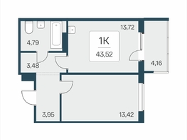 Продается 1-комнатная квартира ЖК Эко-квартал на Кедровой, дом 5, 43.52  м&sup2;, 6053600 рублей