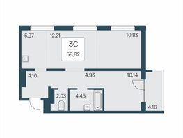 Продается 3-комнатная квартира ЖК Эко-квартал на Кедровой, дом 7, 58.82  м&sup2;, 6950000 рублей