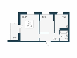 Продается 2-комнатная квартира ЖК Расцветай на Бугринской роще, 53.26  м&sup2;, 8075000 рублей