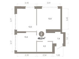 Продается 2-комнатная квартира  Квартал Молодость, дом 1, 48  м&sup2;, 7630000 рублей