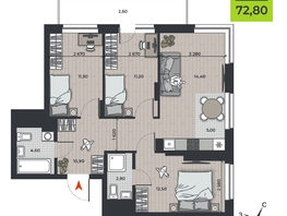 Продается 4-комнатная квартира ЖК ДНК, 72.8  м&sup2;, 10000000 рублей