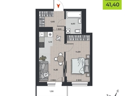Продается 2-комнатная квартира ЖК ДНК, 41.4  м&sup2;, 6600000 рублей