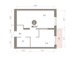 Продается 1-комнатная квартира ЖК Европейский берег, дом 46, 46.73  м&sup2;, 8970000 рублей