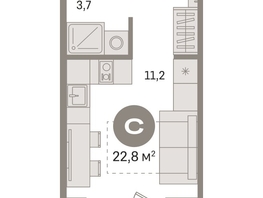 Продается Студия ЖК Пшеница, дом 2.1, 22.48  м&sup2;, 3570000 рублей