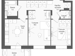 Продается 2-комнатная квартира ЖК Тетрис, корпус 2, 66.1  м&sup2;, 11251500 рублей