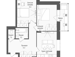 Продается 2-комнатная квартира ЖК Тетрис, корпус 2, 60  м&sup2;, 9980000 рублей