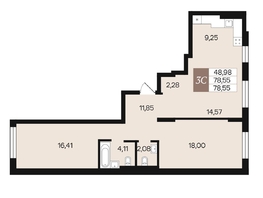 Продается 3-комнатная квартира ЖК Роза ветров, 78.56  м&sup2;, 10787720 рублей